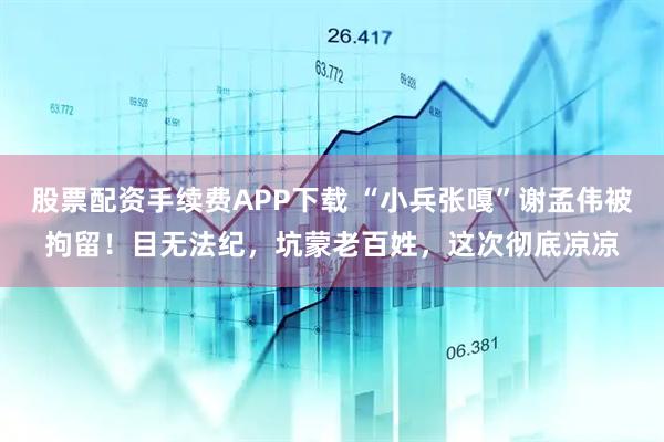股票配资手续费APP下载 “小兵张嘎”谢孟伟被拘留！目无法纪，坑蒙老百姓，这次彻底凉凉